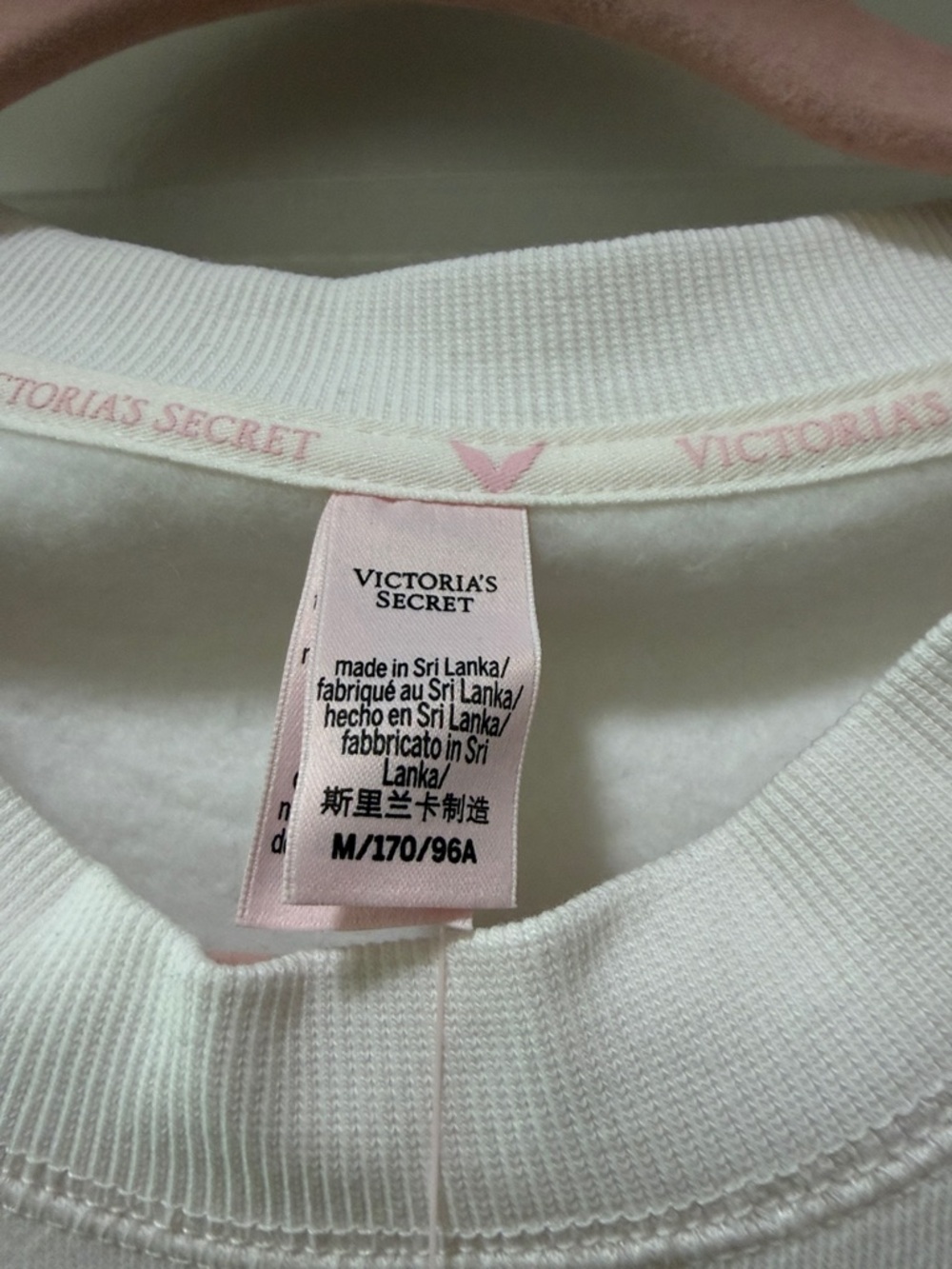 Victoria's Secret Cream Rhinestone Script Long Sleeve Tee M - Picture 5 of 8